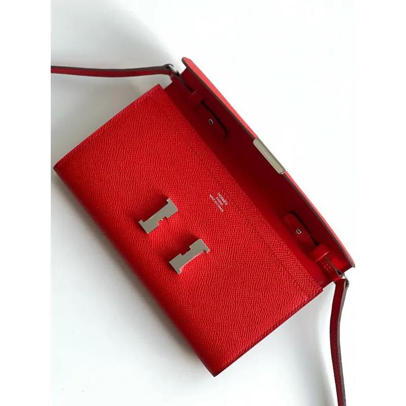 Hermes Constance To Go Wallet in Red Epsom Calfskin