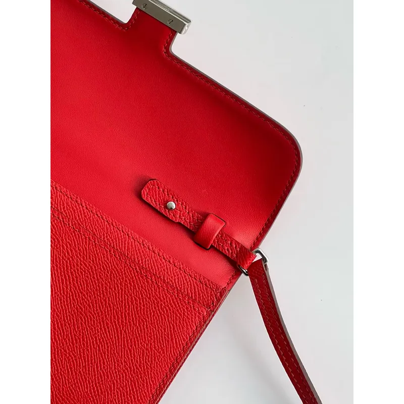 Hermes Constance To Go Wallet in Red Epsom Calfskin