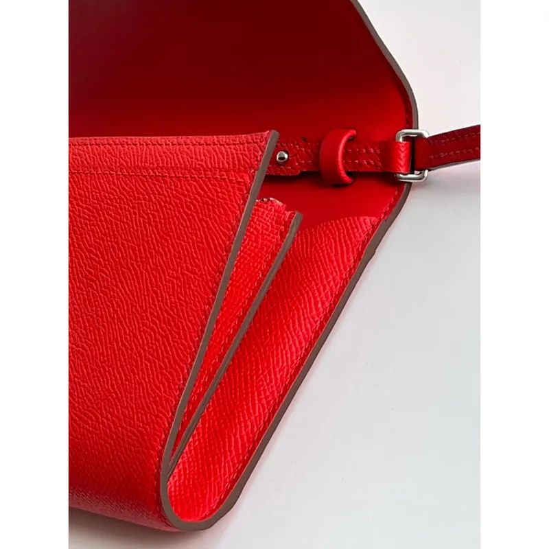 Hermes Constance To Go Wallet in Red Epsom Calfskin