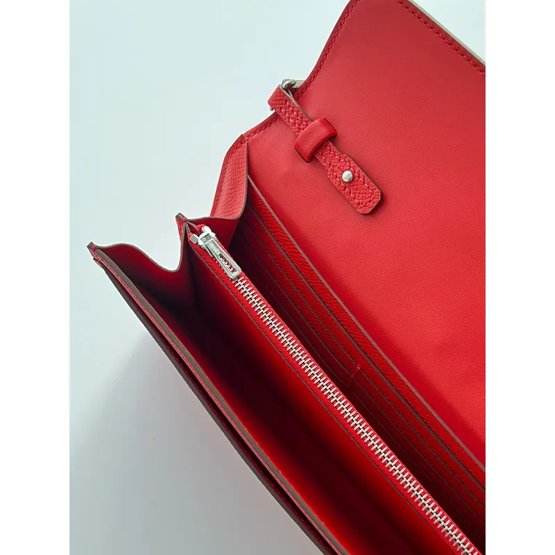 Hermes Constance To Go Wallet in Red Epsom Calfskin