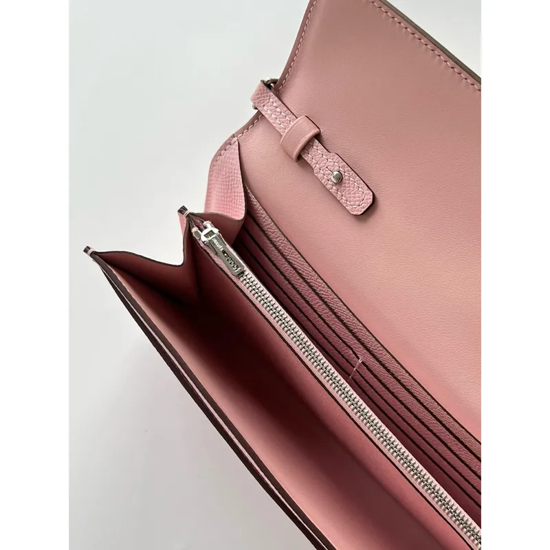 Hermes Constance To Go Wallet in Pink Epsom Calfskin