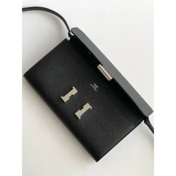 Hermes Constance To Go Wallet in Black Epsom Calfskin