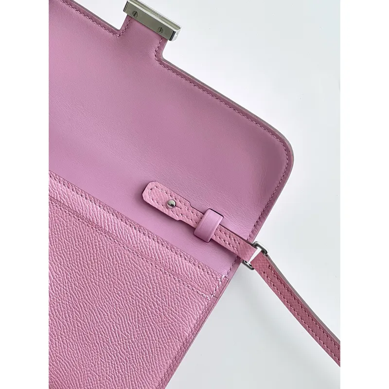 Hermes Constance To Go Wallet in Mauve Sylvestre Epsom Calfskin