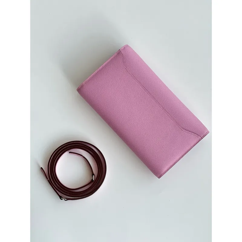 Hermes Constance To Go Wallet in Mauve Sylvestre Epsom Calfskin