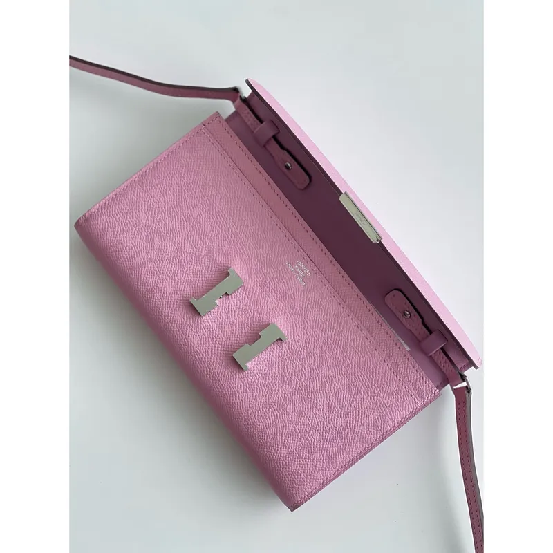 Hermes Constance To Go Wallet in Mauve Sylvestre Epsom Calfskin