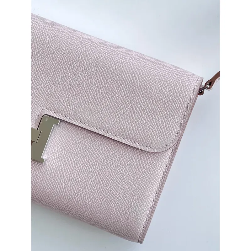 Hermes Constance To Go Wallet in Mauve Pale Epsom Calfskin