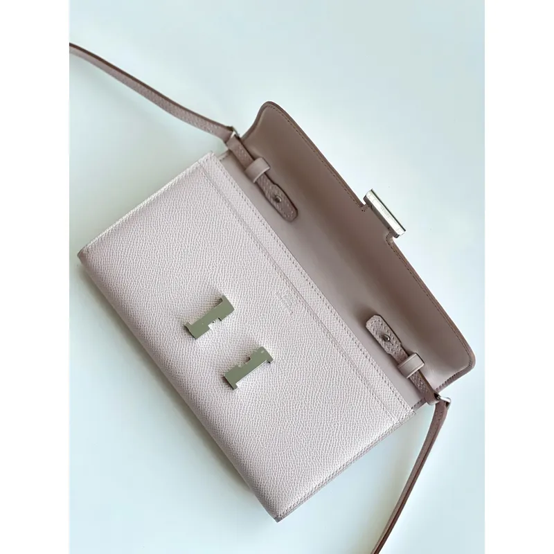 Hermes Constance To Go Wallet in Mauve Pale Epsom Calfskin