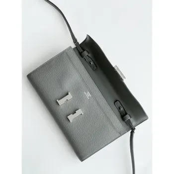 Hermes Constance To Go Wallet in Gris Meyer Epsom Calfskin