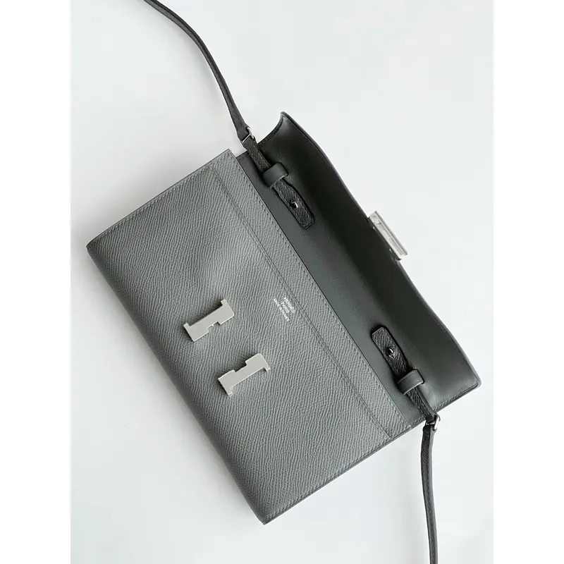 Hermes Constance To Go Wallet in Gris Meyer Epsom Calfskin
