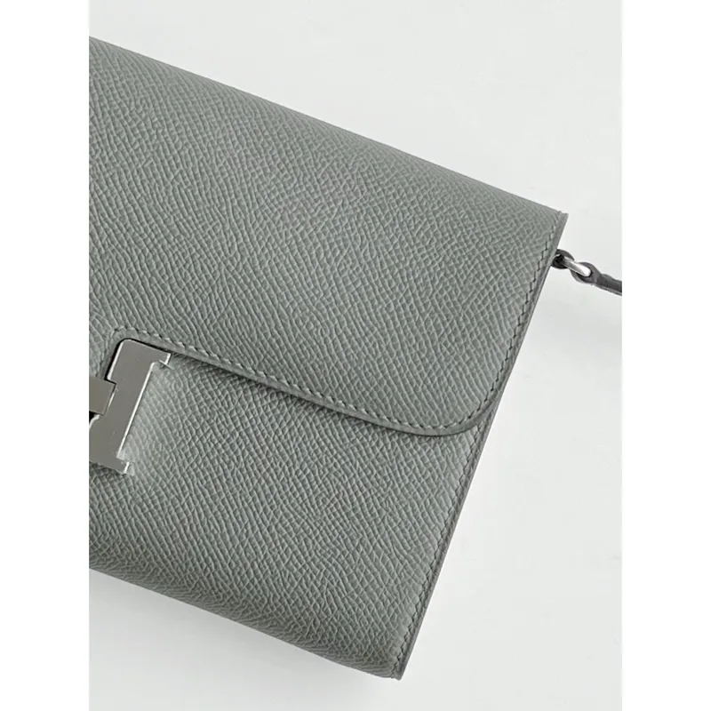 Hermes Constance To Go Wallet in Gris Meyer Epsom Calfskin