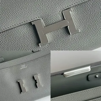 Hermes Constance To Go Wallet in Gris Meyer Epsom Calfskin