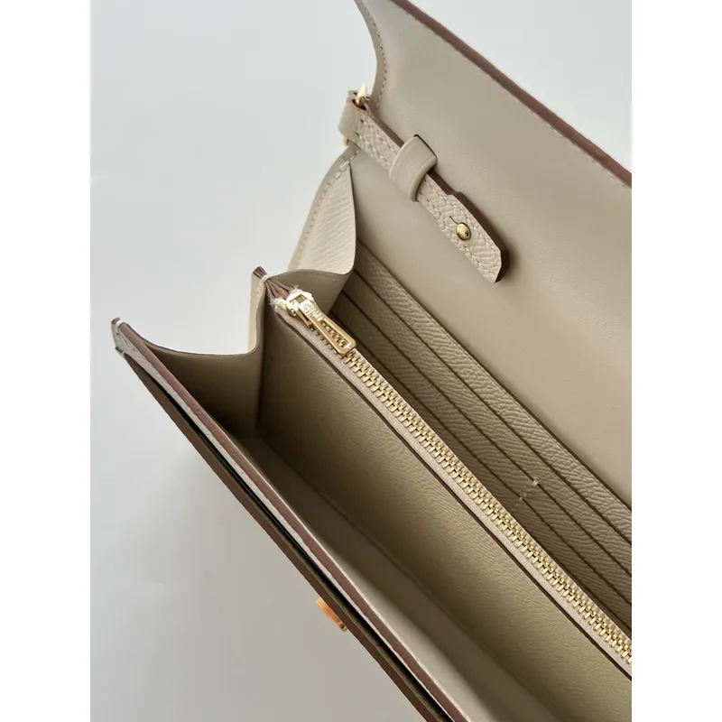 Hermes Constance To Go Wallet in Craie Epsom Calfskin