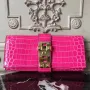 Hermes Medor Clutch Bag In Rose Red Crocodile Leather