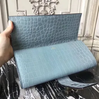 Hermes Medor Clutch Bag In Ciel Crocodile Leather