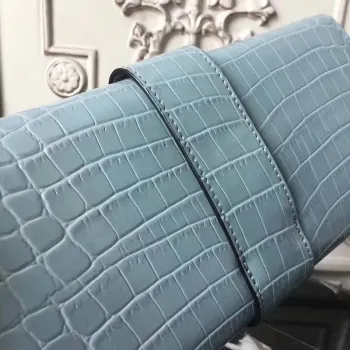 Hermes Medor Clutch Bag In Ciel Crocodile Leather