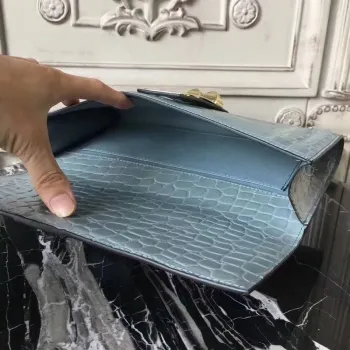 Hermes Medor Clutch Bag In Ciel Crocodile Leather